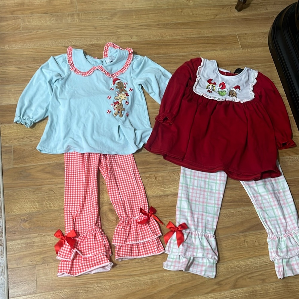 Boutique Christmas grinch and gingerbread matching sets